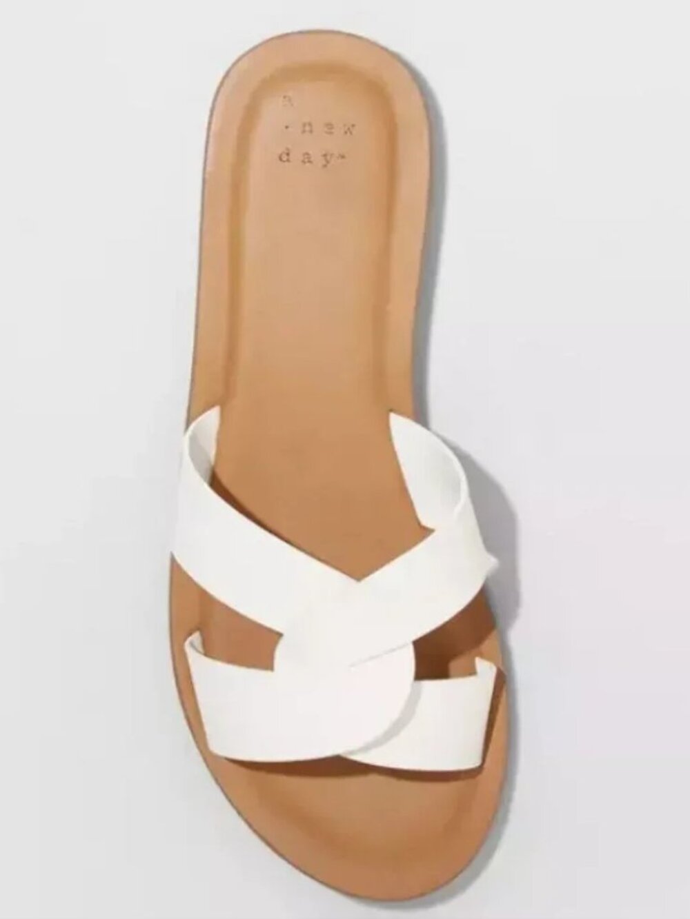A New Day Trina Crossband Slide White Sandals-NWT